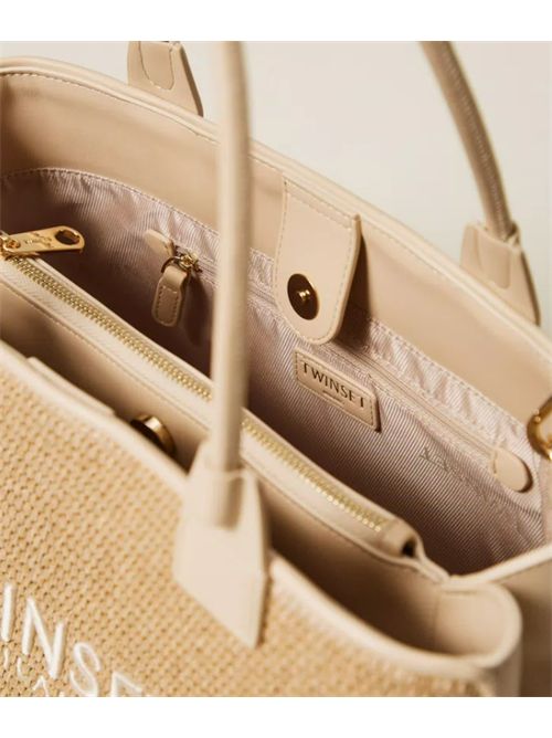 BORSA SHOPPER EFFETTO RAFIA TWIN SET | 261TB707007222 PARCHMENT